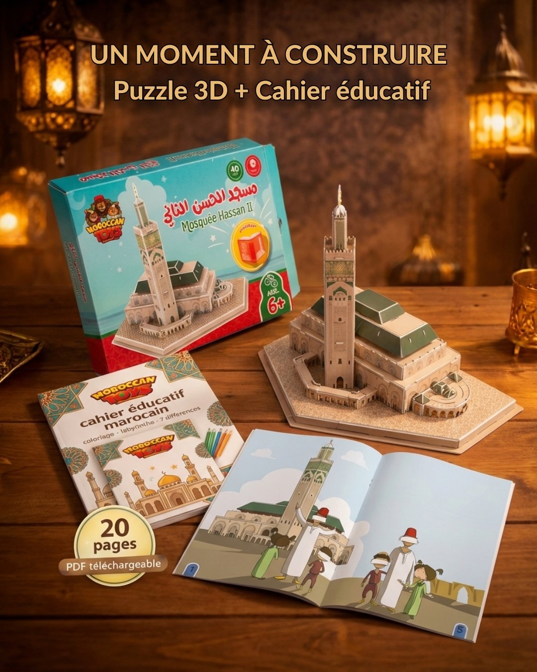 Puzzle 3D Mosquée Hassan II + Cahier d'activités PDF